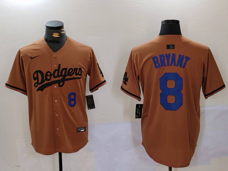 Men Los Angeles Dodgers #8 Bryant army green joint name 2024 Nike MLB Jersey style 3